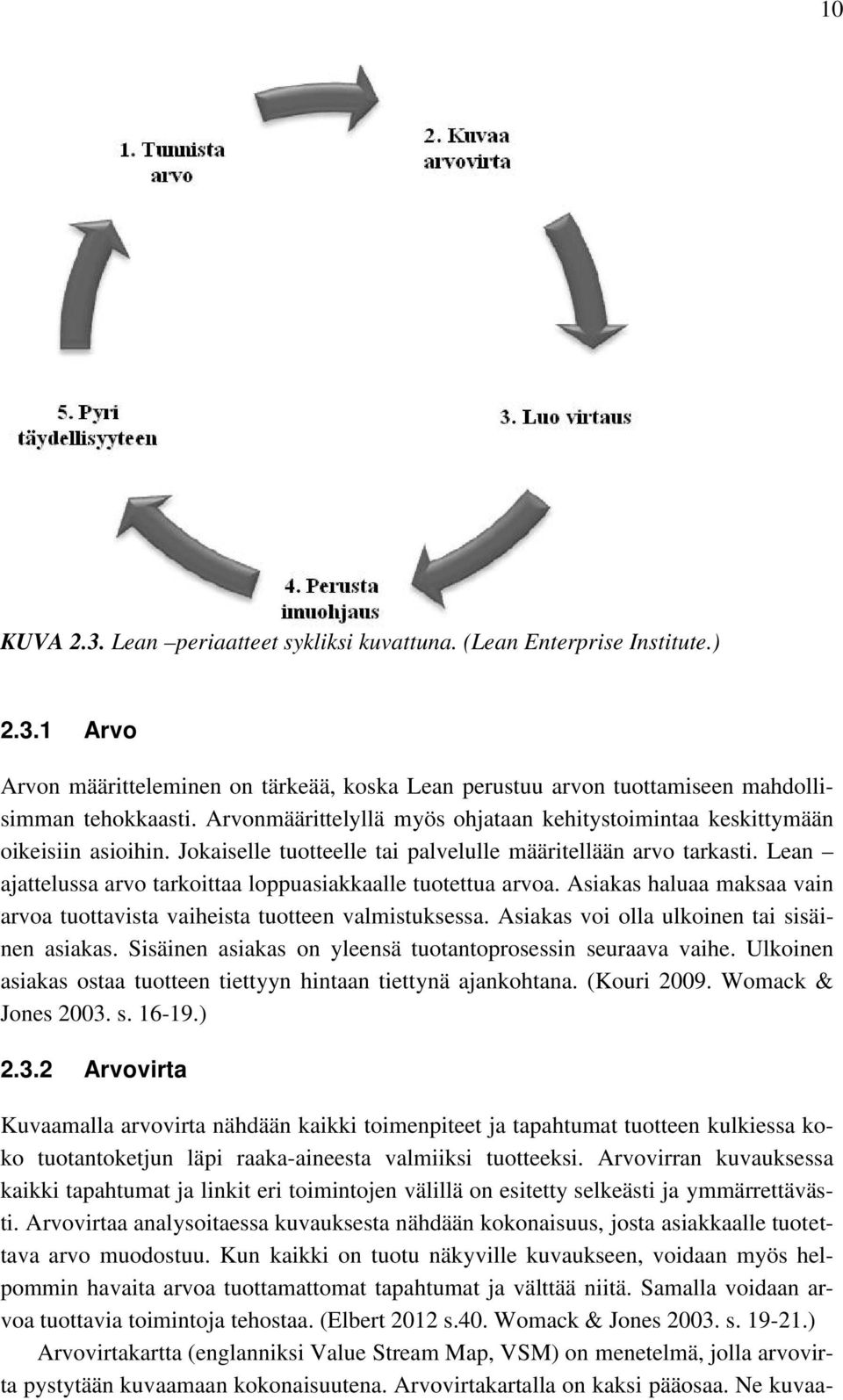 Lean ajattelussa arvo tarkoittaa loppuasiakkaalle tuotettua arvoa. Asiakas haluaa maksaa vain arvoa tuottavista vaiheista tuotteen valmistuksessa. Asiakas voi olla ulkoinen tai sisäinen asiakas.