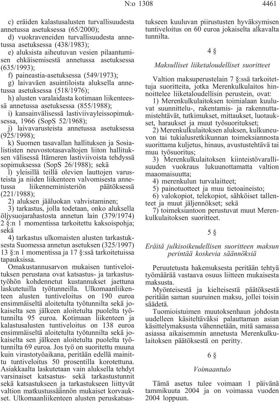 kotimaan liikenteessä annetussa asetuksessa (855/1988); i) kansainvälisessä lastiviivayleissopimuksessa, 1966 (SopS 52/1968); j) laivavarusteista annetussa asetuksessa (925/1998); k) Suomen