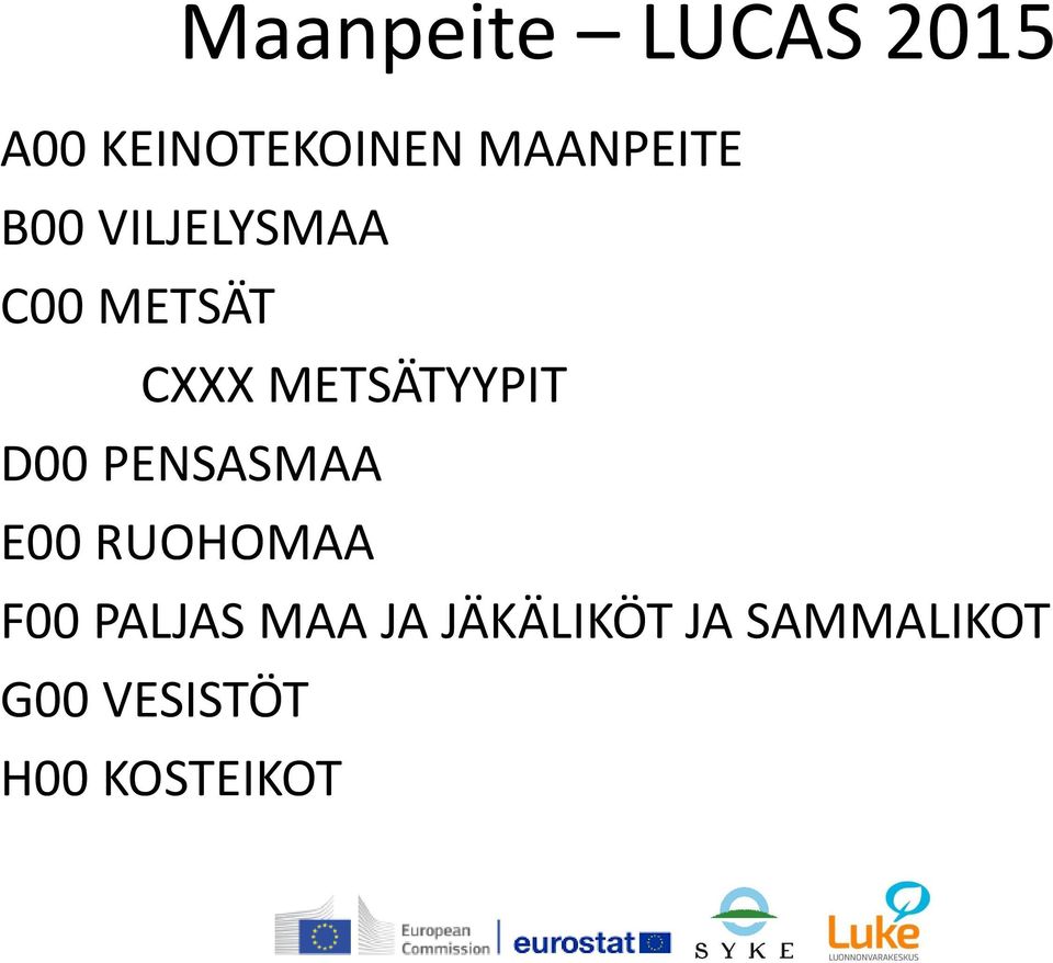 METSÄTYYPIT D00 PENSASMAA E00 RUOHOMAA F00