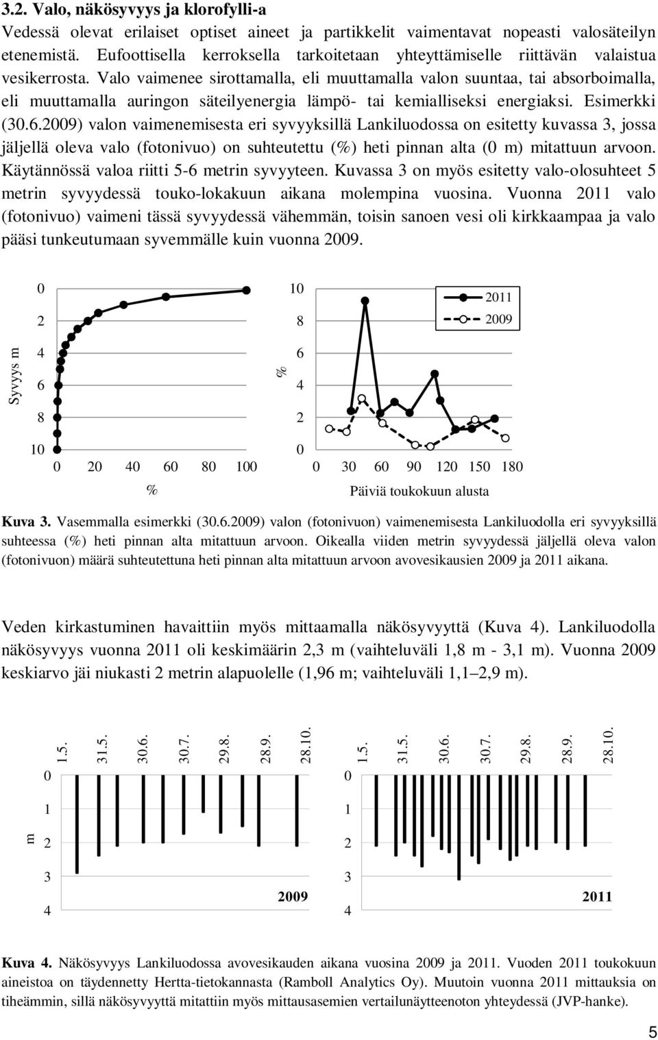 Valo vaimenee sirottamalla, eli muuttamalla valon suuntaa, tai absorboimalla, eli muuttamalla auringon säteilyenergia lämpö- tai kemialliseksi energiaksi. Esimerkki (3.
