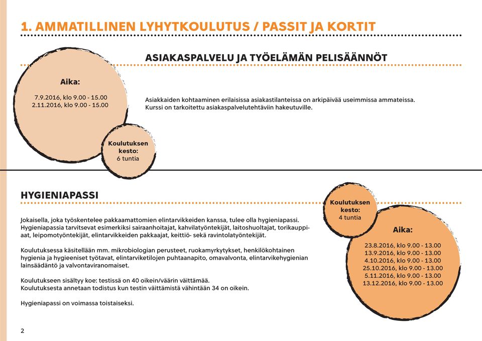 6 tuntia HYGIENIAPASSI Jokaisella, joka työskentelee pakkaamattomien elintarvikkeiden kanssa, tulee olla hygieniapassi.