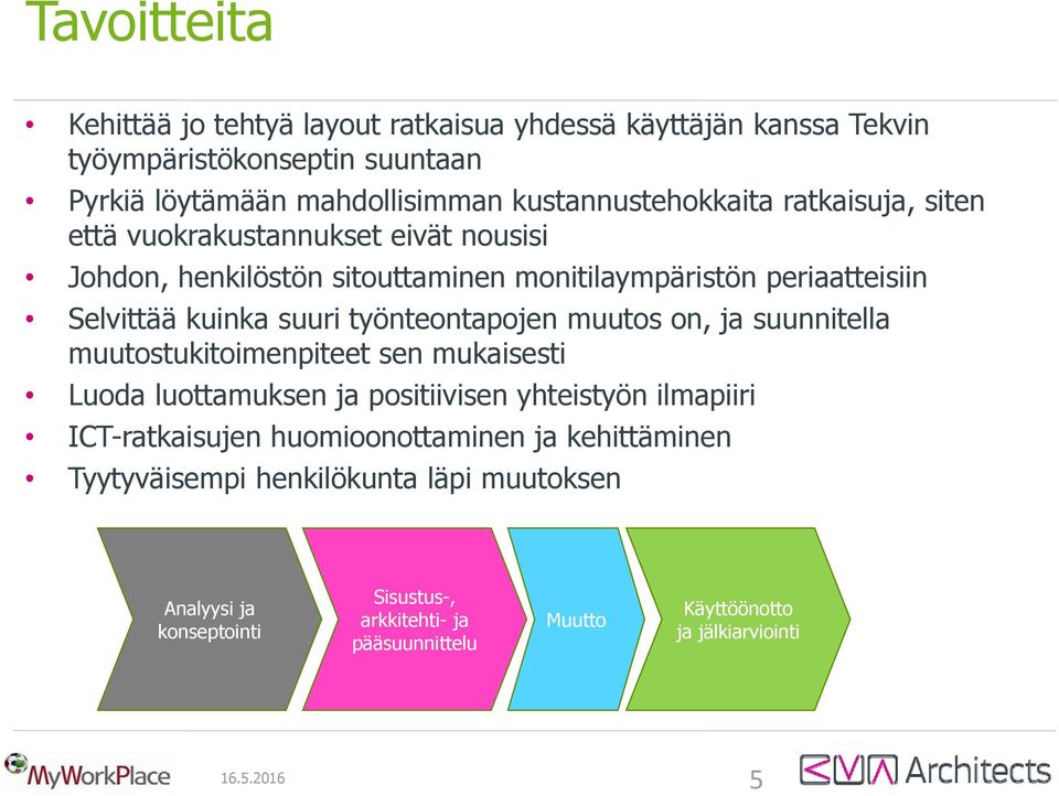 muutos on, ja suunnitella muutostukitoimenpiteet sen mukaisesti Luoda luottamuksen ja positiivisen yhteistyön ilmapiiri ICT-ratkaisujen huomioonottaminen ja