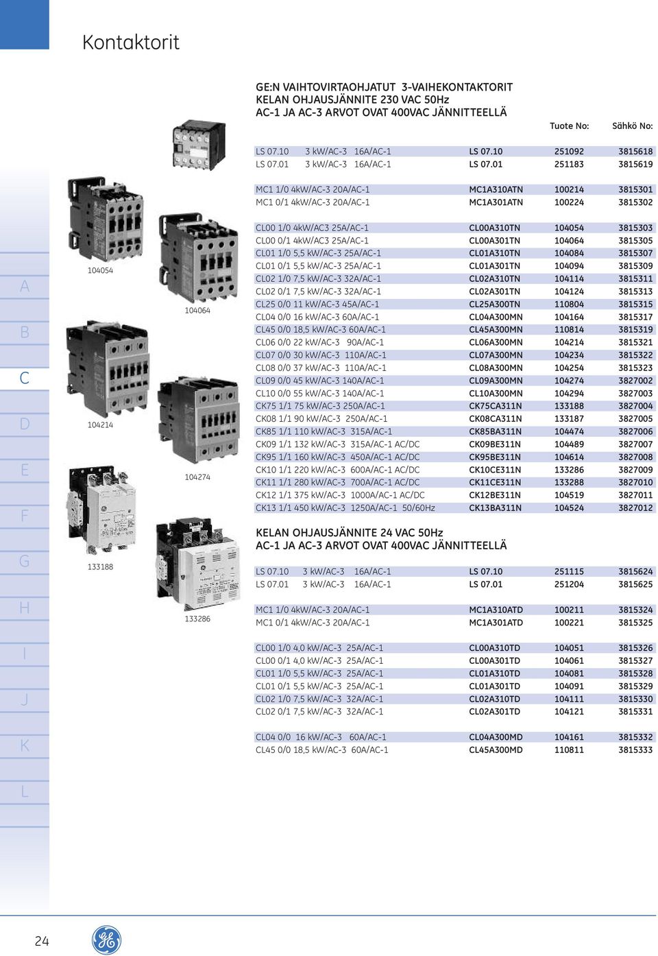 00301TN 104064 3815305 01 1/0 5,5 kw/-3 25/-1 01310TN 104084 3815307 01 0/1 5,5 kw/-3 25/-1 01301TN 104094 3815309 02 1/0 7,5 kw/-3 32/-1 02310TN 104114 3815311 02 0/1 7,5 kw/-3 32/-1 02301TN 104124