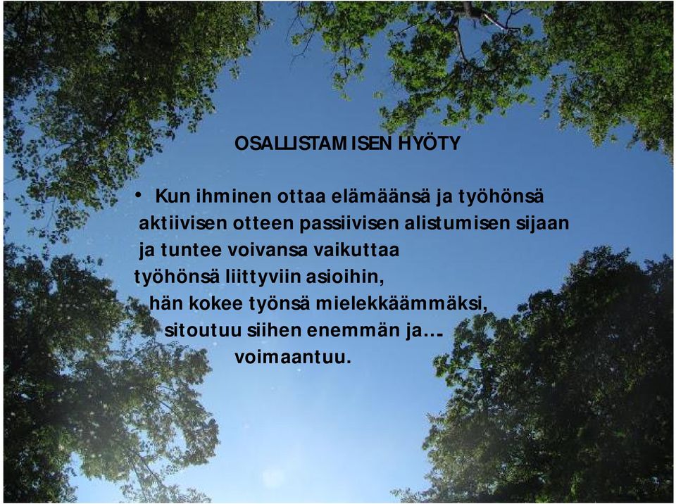 voivansa vaikuttaa työhönsä liittyviin asioihin, hän kokee