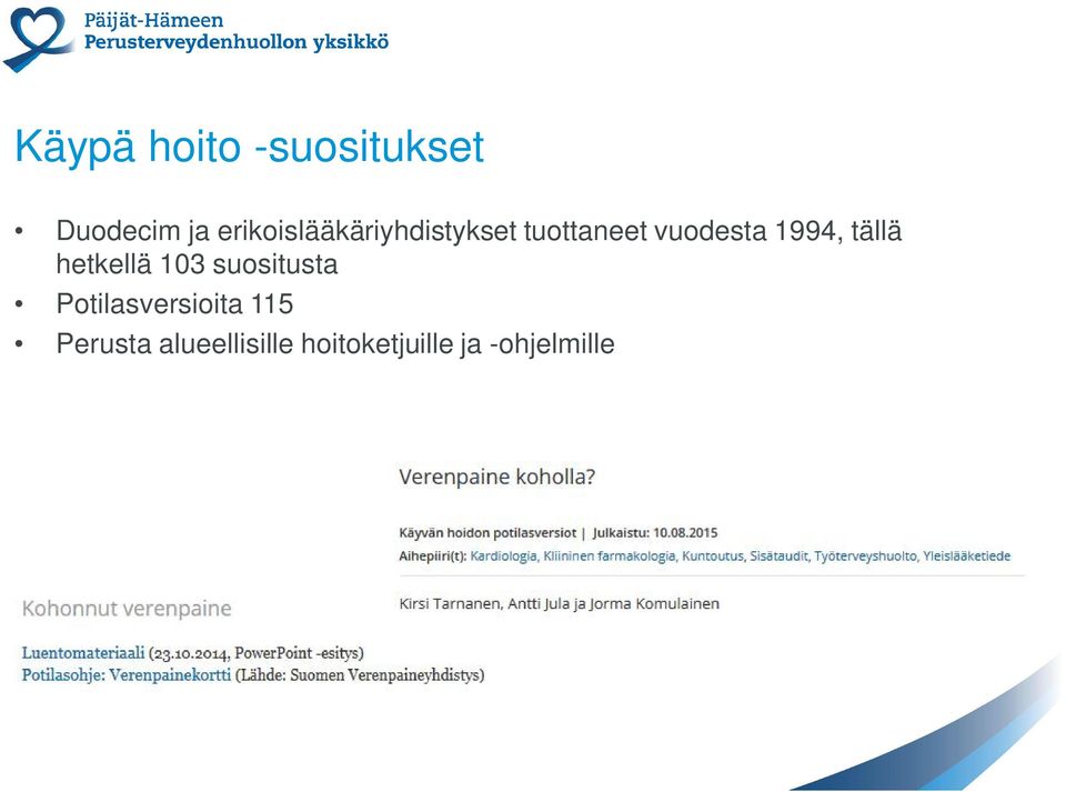 1994, tällä hetkellä 103 suositusta