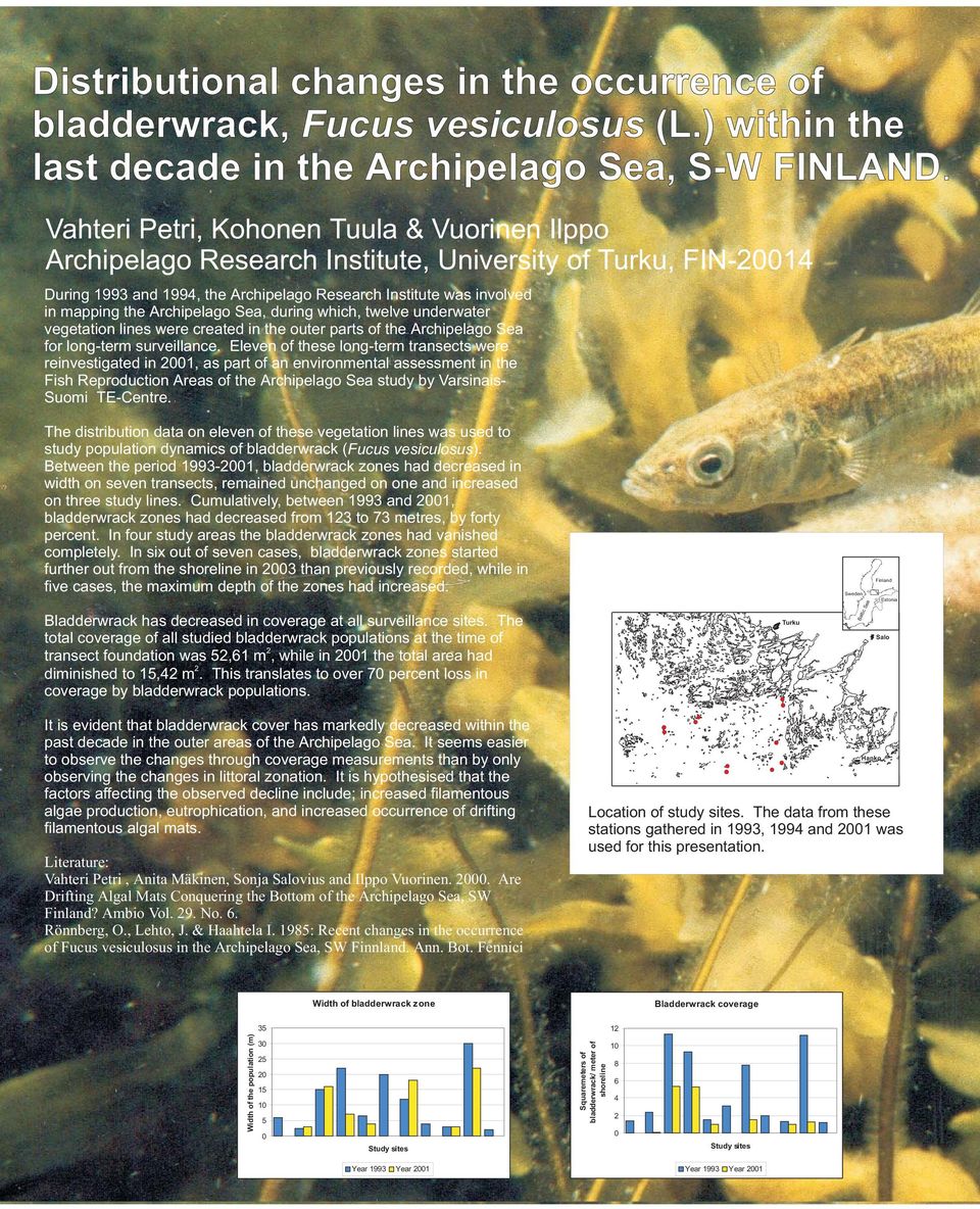 Sea, during which, twelve underwater vegetation lines were created in the outer parts of the Archipelago Sea for long-term surveillance.