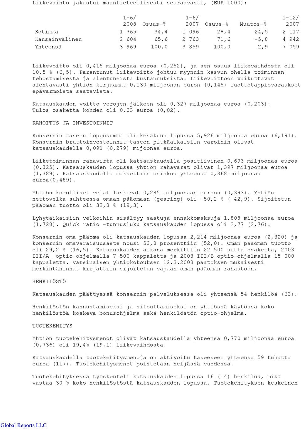 Parantunut liikevoitto johtuu myynnin kasvun ohella toiminnan tehostamisesta ja alentuneista kustannuksista.