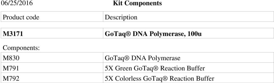 Polymerase, 100u GoTaq DNA Polymerase 5X Green