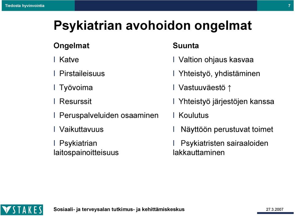 laitospainoitteisuus Suunta Valtion ohjaus kasvaa Yhteistyö, yhdistäminen Vastuuväestö