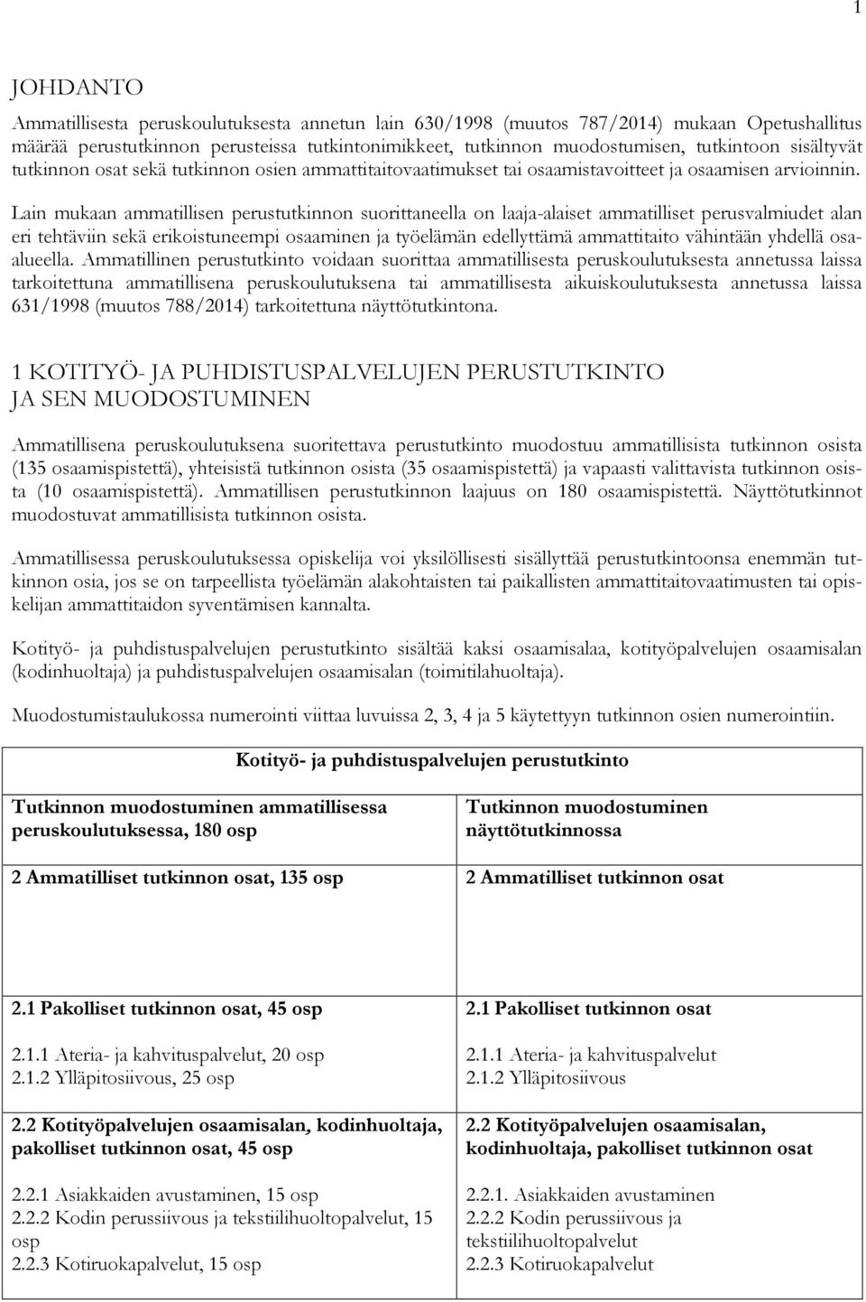 Lain mukaan ammatillisen perustutkinnon suorittaneella on laaja-alaiset ammatilliset perusvalmiudet alan eri tehtäviin sekä erikoistuneempi osaaminen ja työelämän edellyttämä ammattitaito vähintään