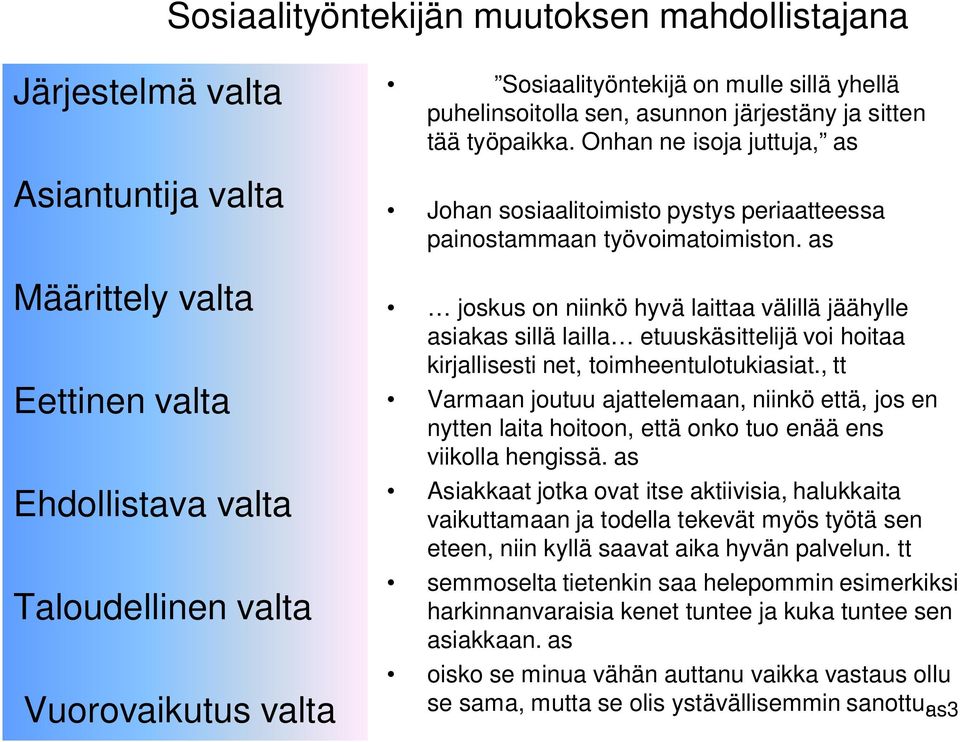 as joskus on niinkö hyvä laittaa välillä jäähylle asiakas sillä lailla etuuskäsittelijä voi hoitaa kirjallisesti net, toimheentulotukiasiat.