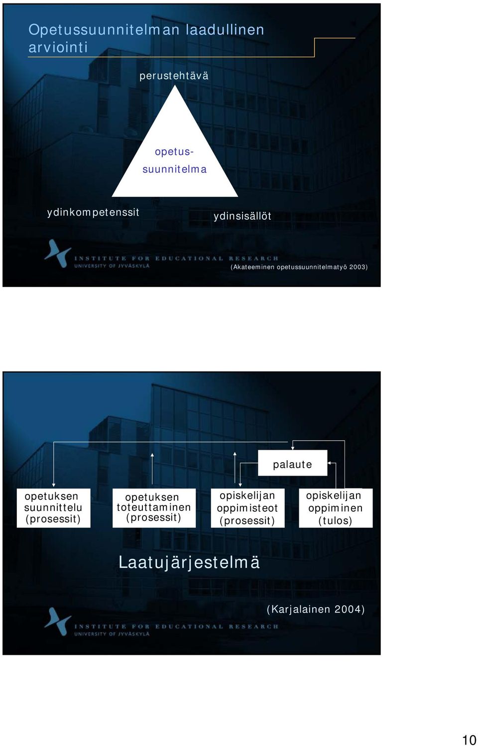 opetuksen suunnittelu (prosessit) opetuksen toteuttaminen (prosessit)