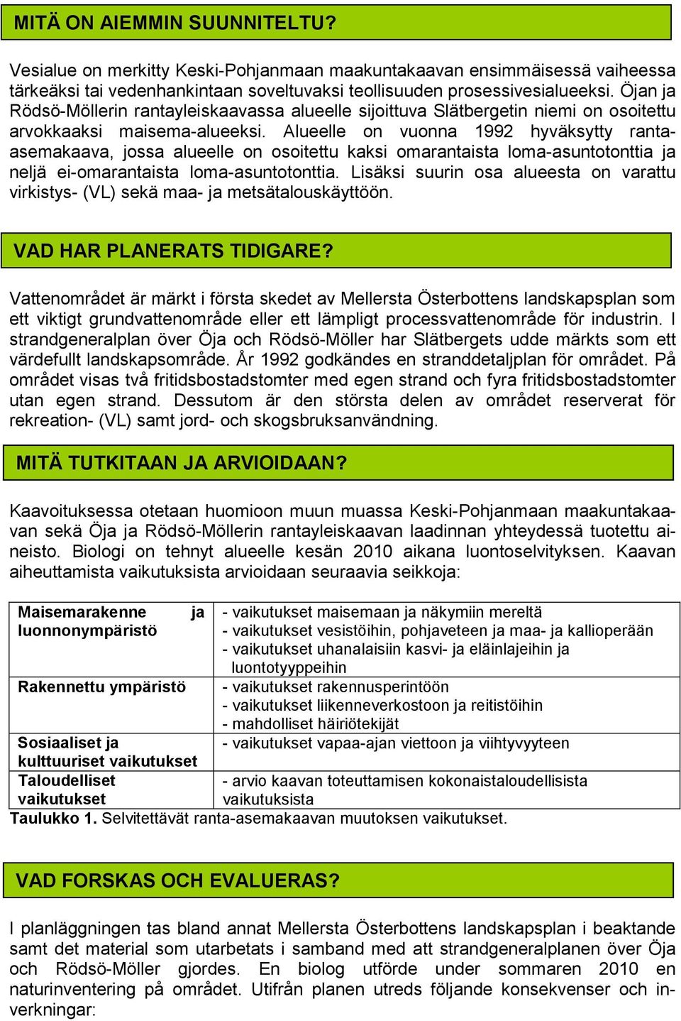 Alueelle on vuonna 1992 hyväksytty rantaasemakaava, jossa alueelle on osoitettu kaksi omarantaista loma-asuntotonttia ja neljä ei-omarantaista loma-asuntotonttia.