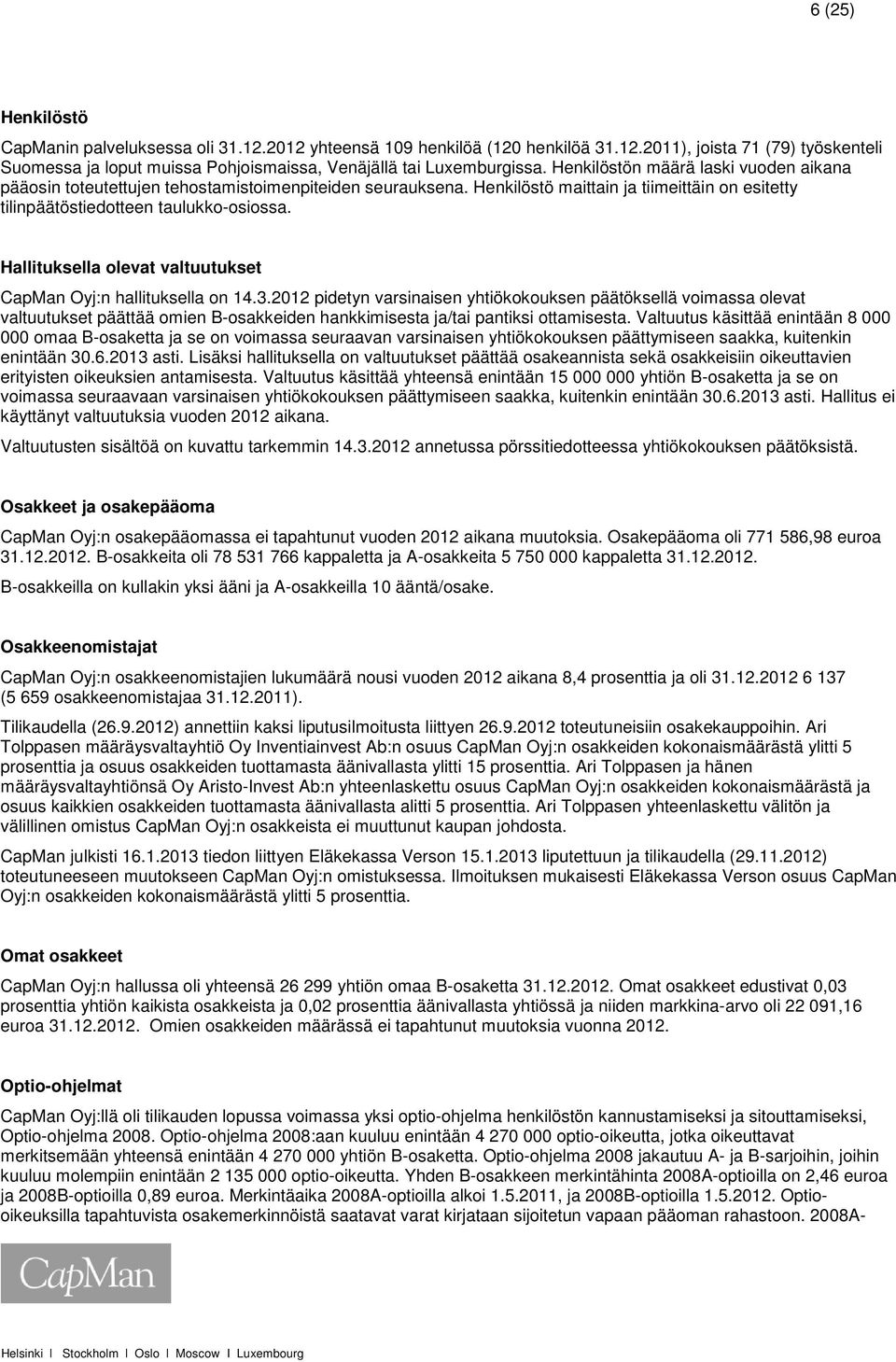 Hallituksella olevat valtuutukset CapMan Oyj:n hallituksella on 14.3.