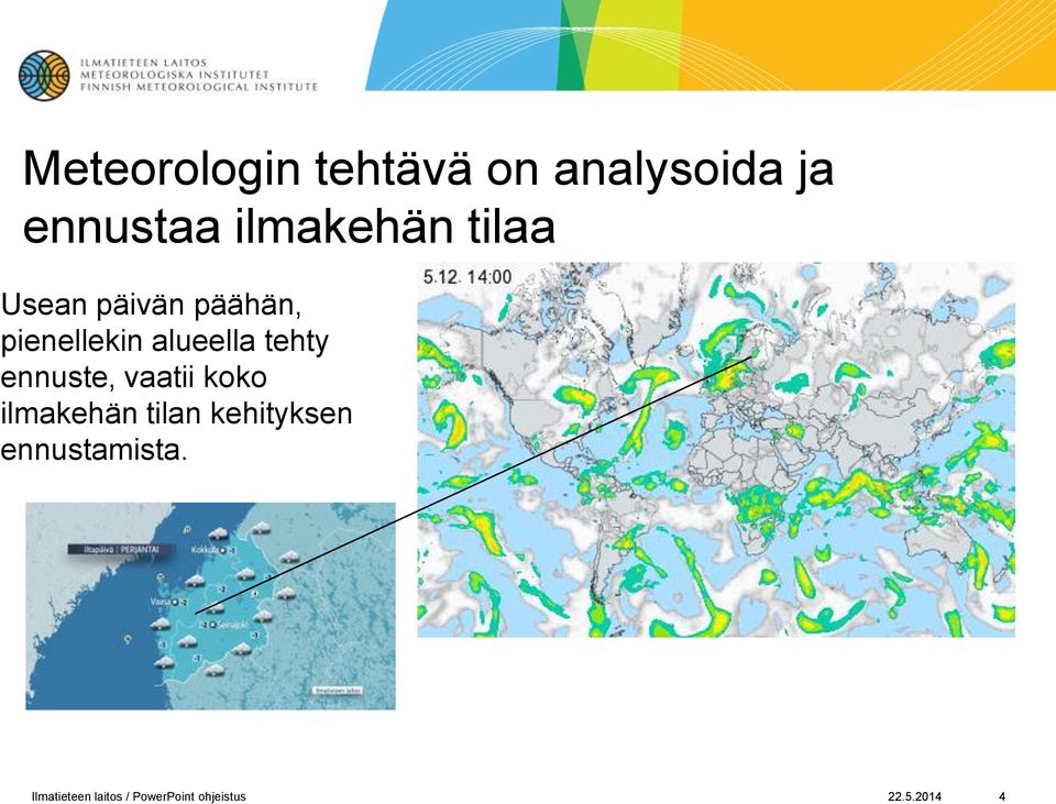 ennuste, vaatii koko ilmakehän tilan kehityksen