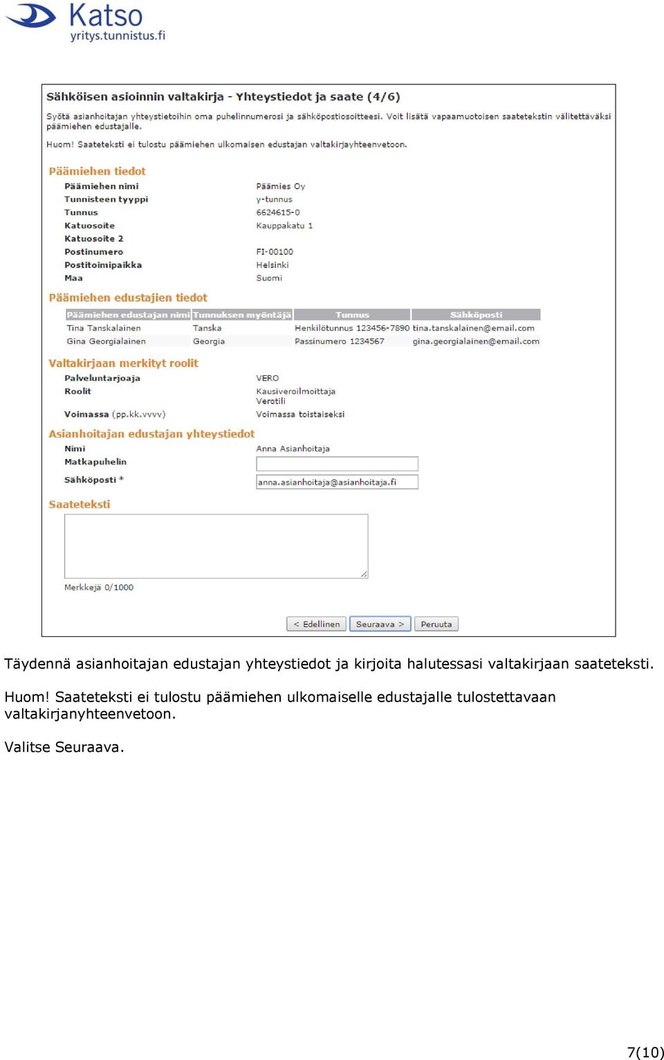 Saateteksti ei tulostu päämiehen ulkomaiselle