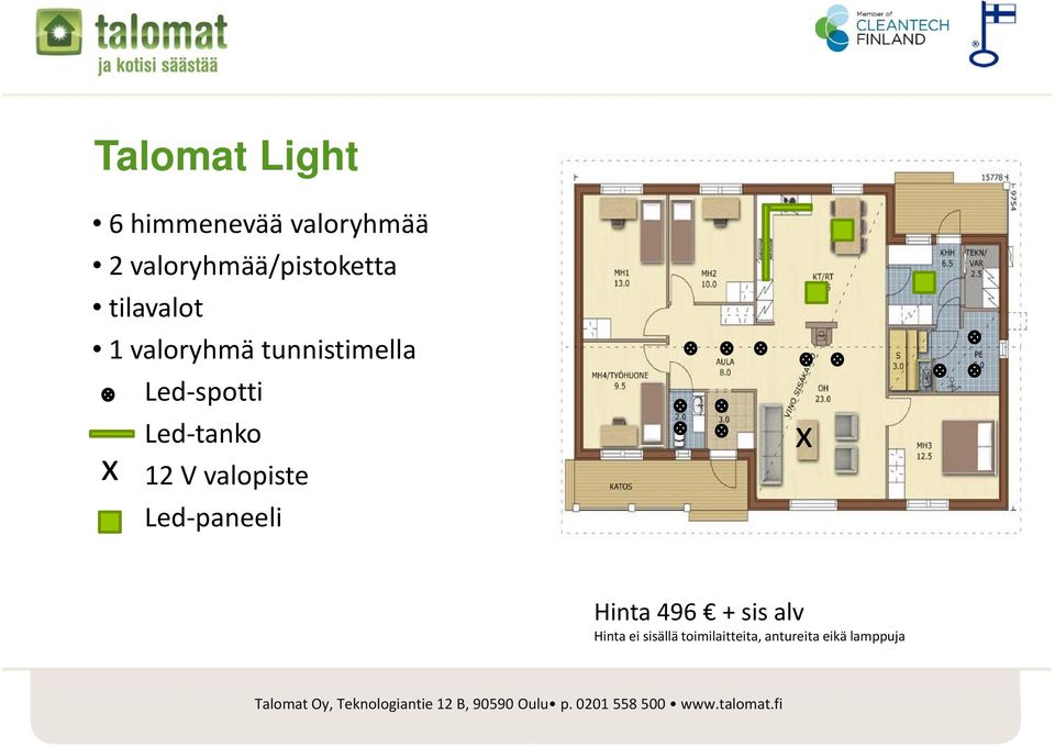 tunnistimella Led spotti x Led tanko 12 V valopiste Led