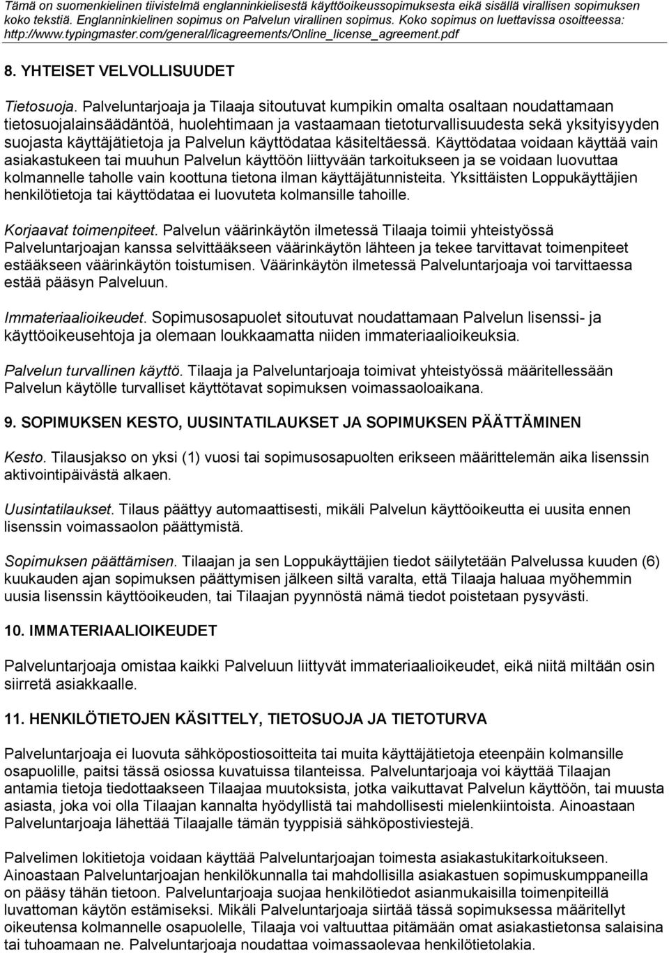 Palvelun käyttödataa käsiteltäessä.