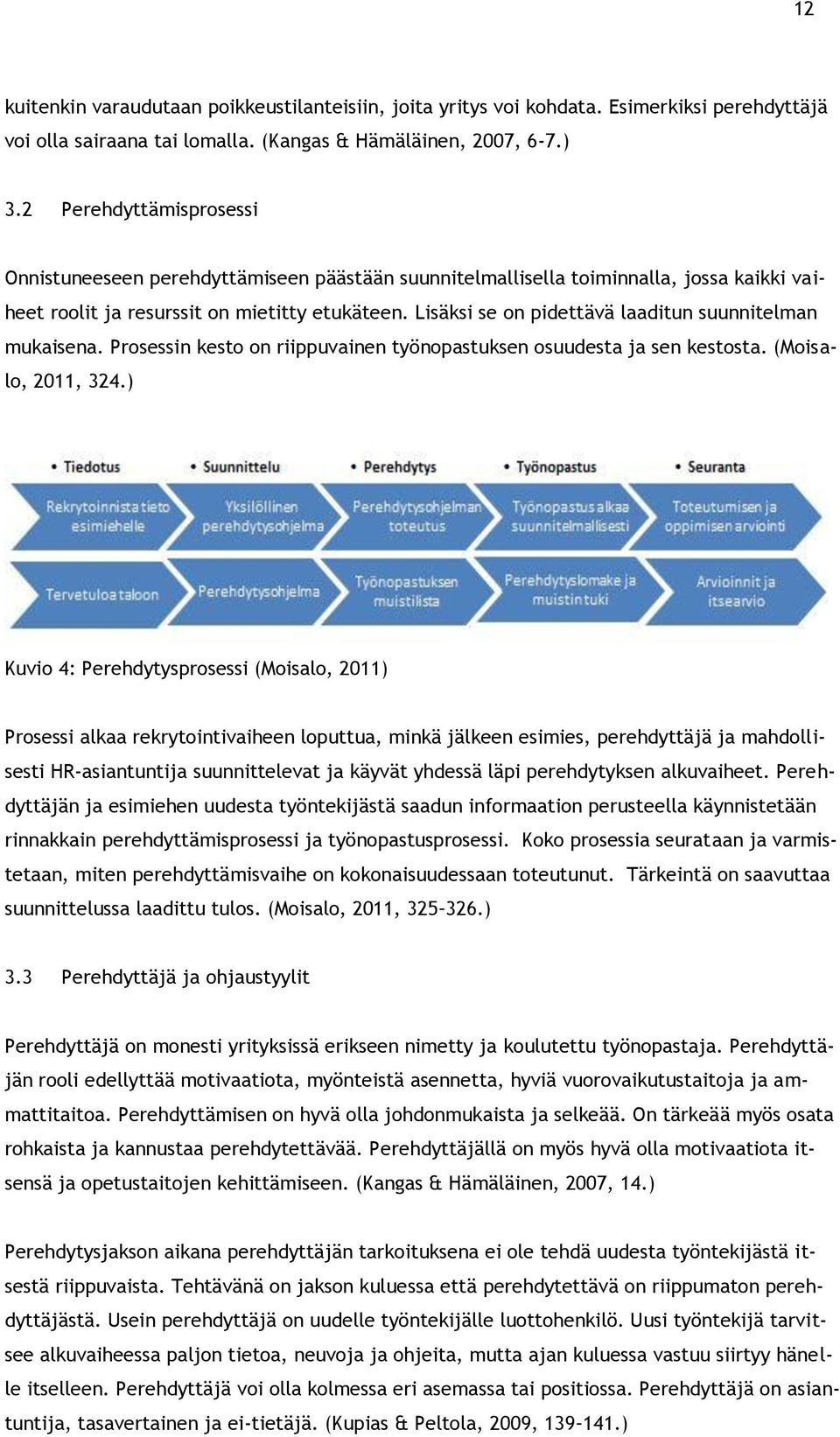 Lisäksi se on pidettävä laaditun suunnitelman mukaisena. Prosessin kesto on riippuvainen työnopastuksen osuudesta ja sen kestosta. (Moisalo, 2011, 324.