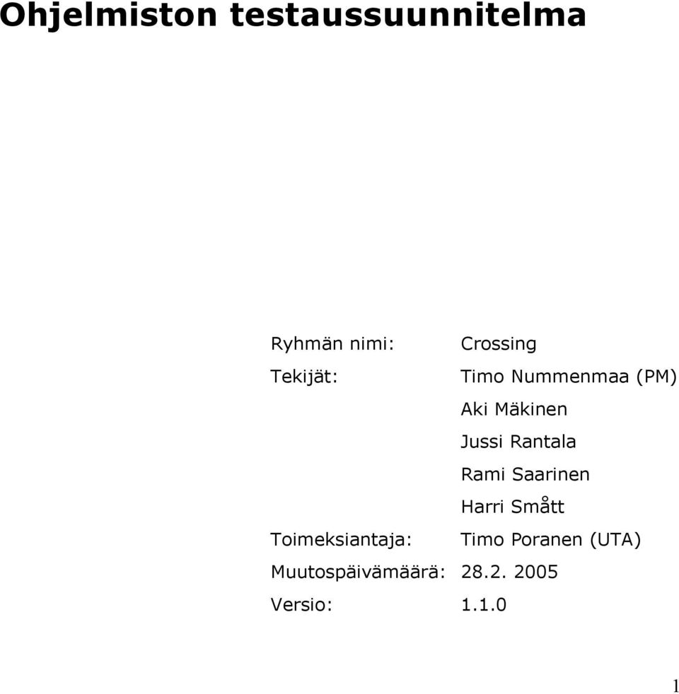 Rantala Rami Saarinen Harri Smått Toimeksiantaja: