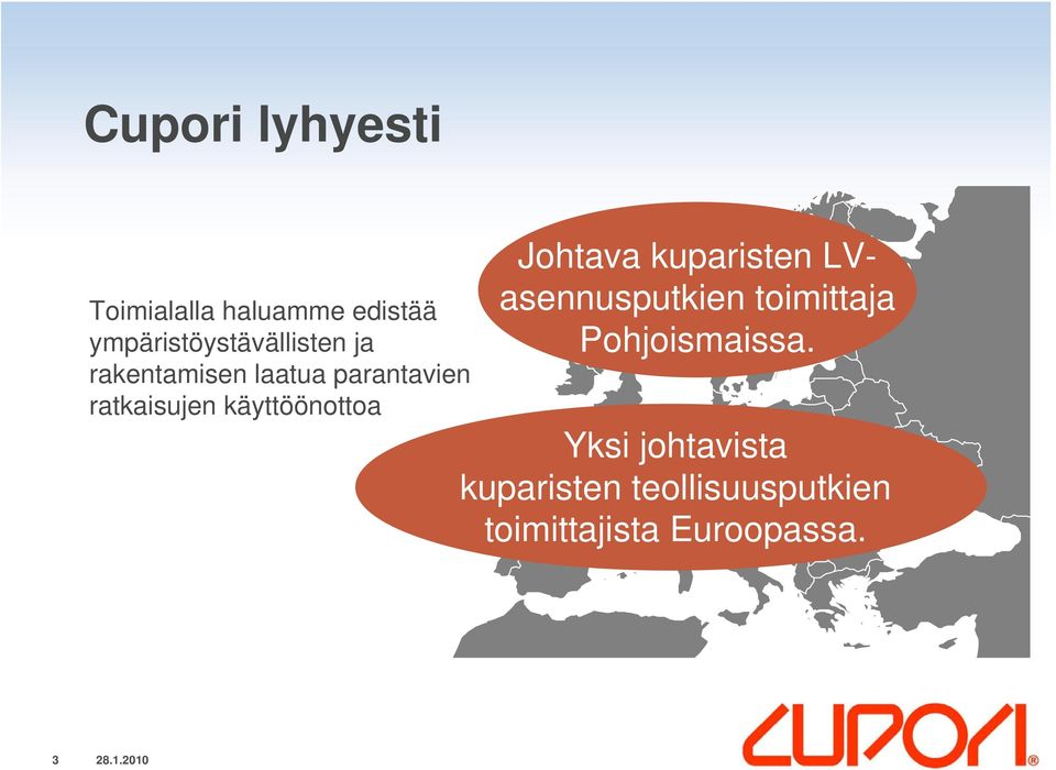 ratkaisujen käyttöönottoa Johtava kuparisten LVasennusputkien