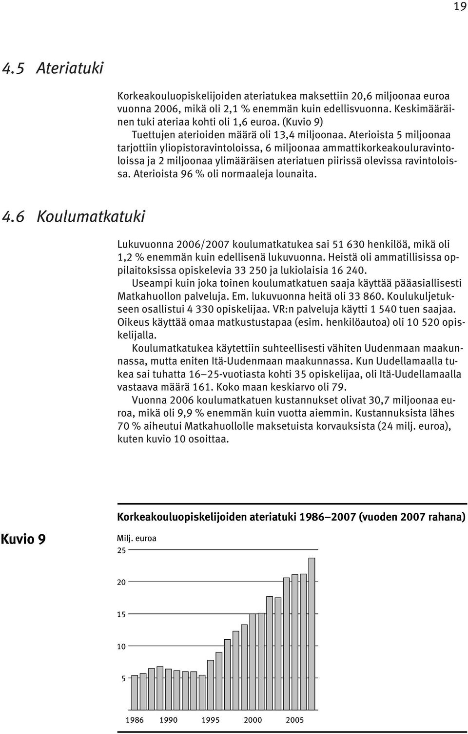 Aterioista 5 miljoonaa tarjottiin yliopistoravintoloissa, 6 miljoonaa ammattikorkeakouluravintoloissa ja 2 miljoonaa ylimääräisen ateriatuen piirissä olevissa ravintoloissa.