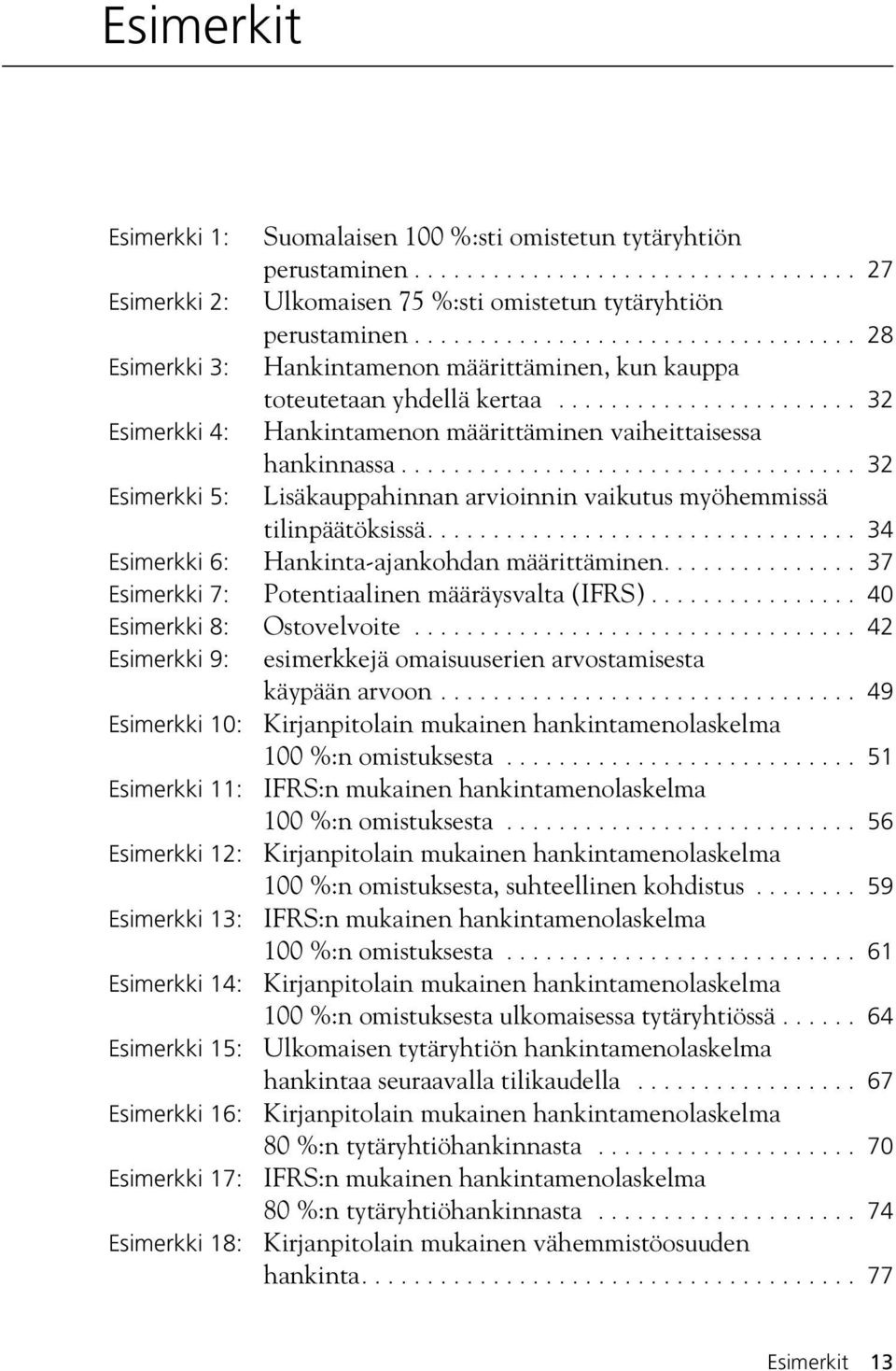 .................................. 32 Esimerkki 5: Lisäkauppahinnan arvioinnin vaikutus myöhemmissä tilinpäätöksissä................................. 34 Esimerkki 6: Hankinta-ajankohdan määrittäminen.