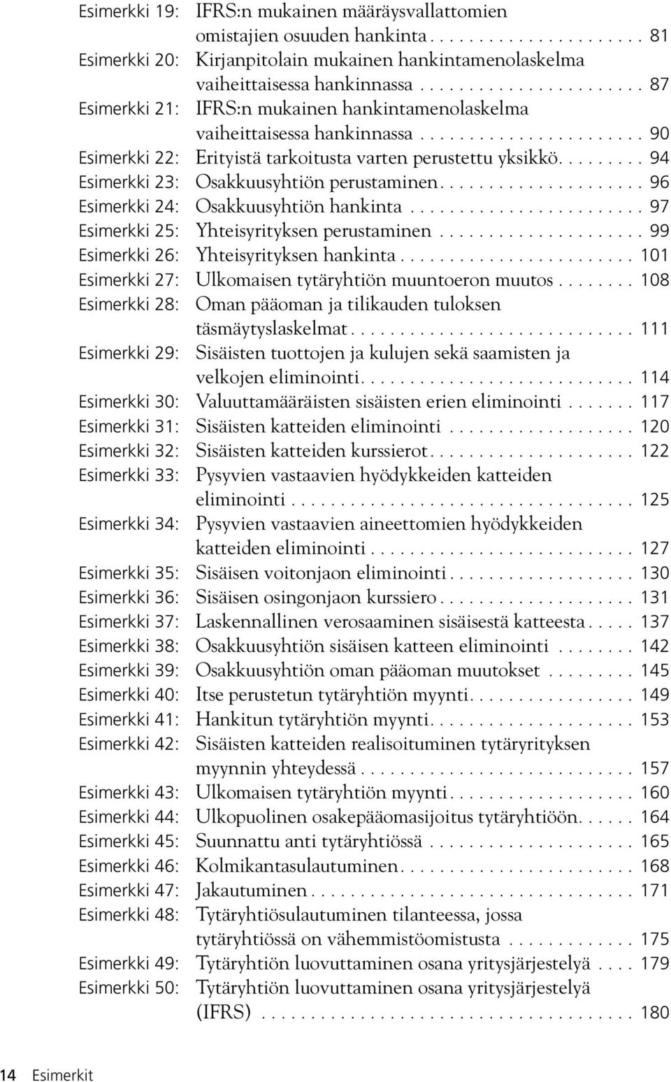 ........ 94 Esimerkki 23: Osakkuusyhtiön perustaminen..................... 96 Esimerkki 24: Osakkuusyhtiön hankinta........................ 97 Esimerkki 25: Yhteisyrityksen perustaminen.