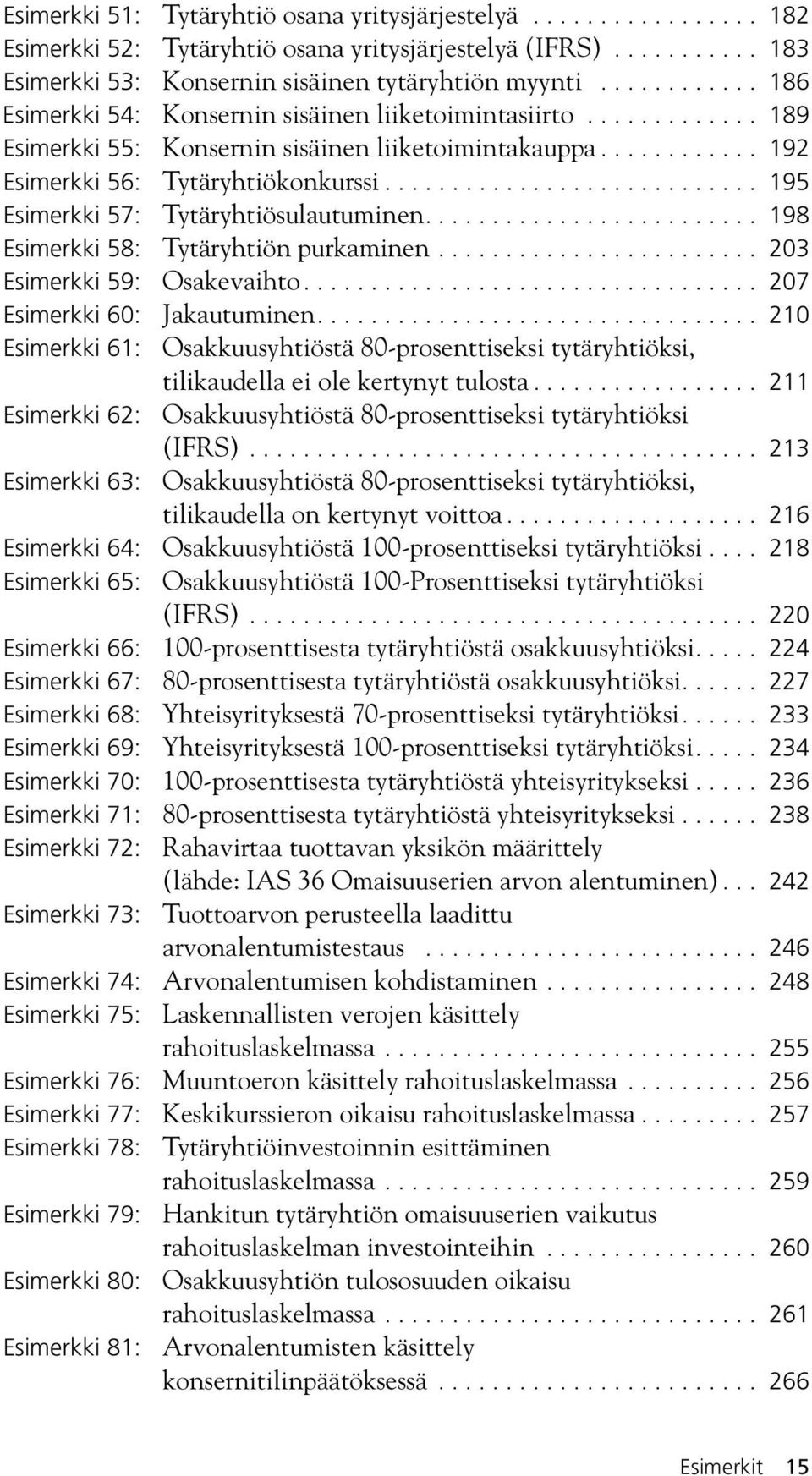 ........................... 195 Esimerkki 57: Tytäryhtiösulautuminen......................... 198 Esimerkki 58: Tytäryhtiön purkaminen........................ 203 Esimerkki 59: Osakevaihto.