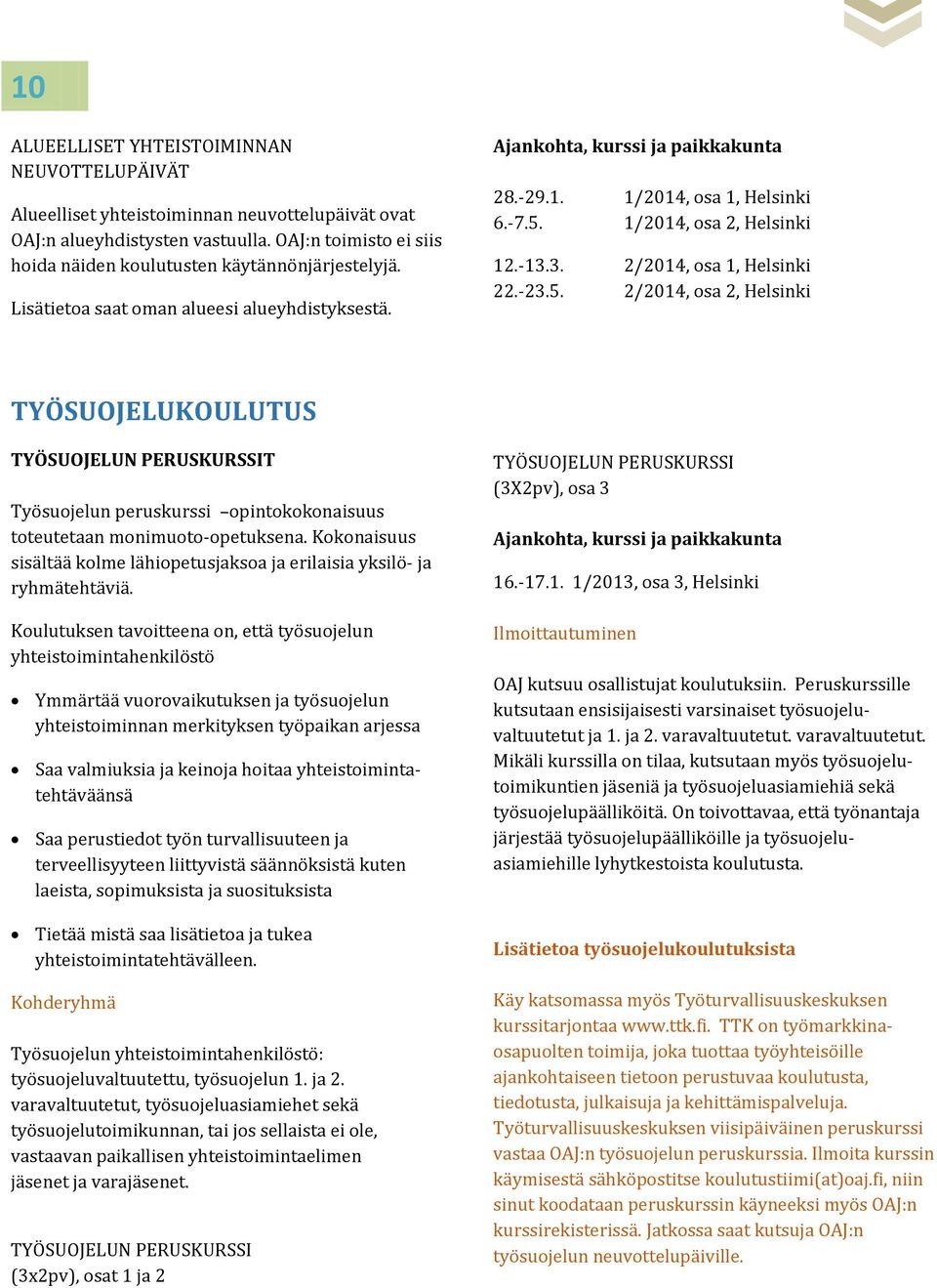 1/2014, osa 2, Helsinki 12.-13.3. 2/2014, osa 1, Helsinki 22.-23.5.
