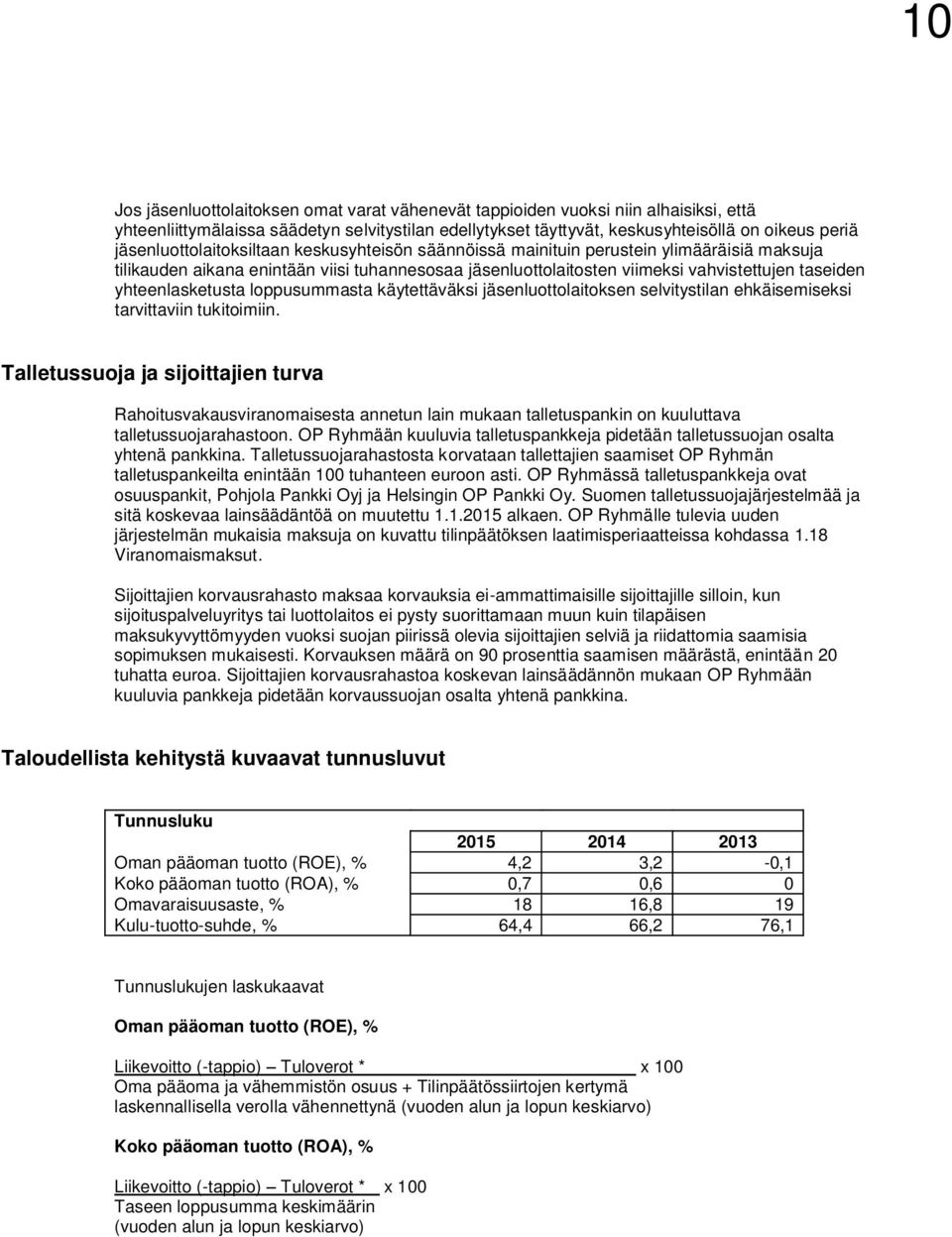 yhteenlasketusta loppusummasta käytettäväksi jäsenluottolaitoksen selvitystilan ehkäisemiseksi tarvittaviin tukitoimiin.