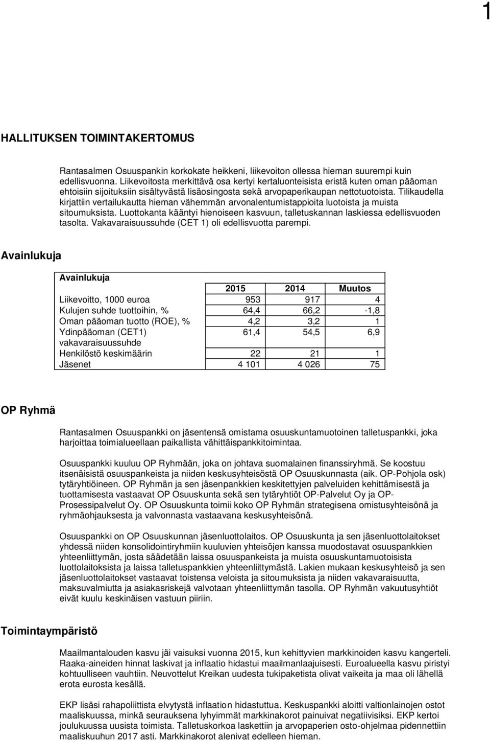 Tilikaudella kirjattiin vertailukautta hieman vähemmän arvonalentumistappioita luotoista ja muista sitoumuksista.