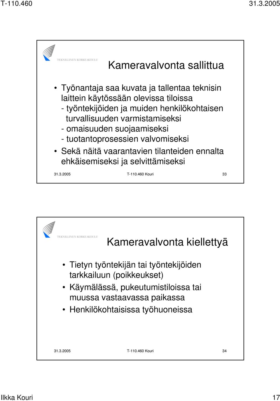 ennalta ehkäisemiseksi ja selvittämiseksi 31.3.2005 T-110.