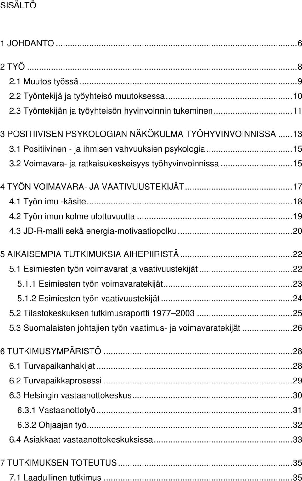 .. 15 4 TYÖN VOIMAVARA- JA VAATIVUUSTEKIJÄT... 17 4.1 Työn imu -käsite... 18 4.2 Työn imun kolme ulottuvuutta... 19 4.3 JD-R-malli sekä energia-motivaatiopolku.