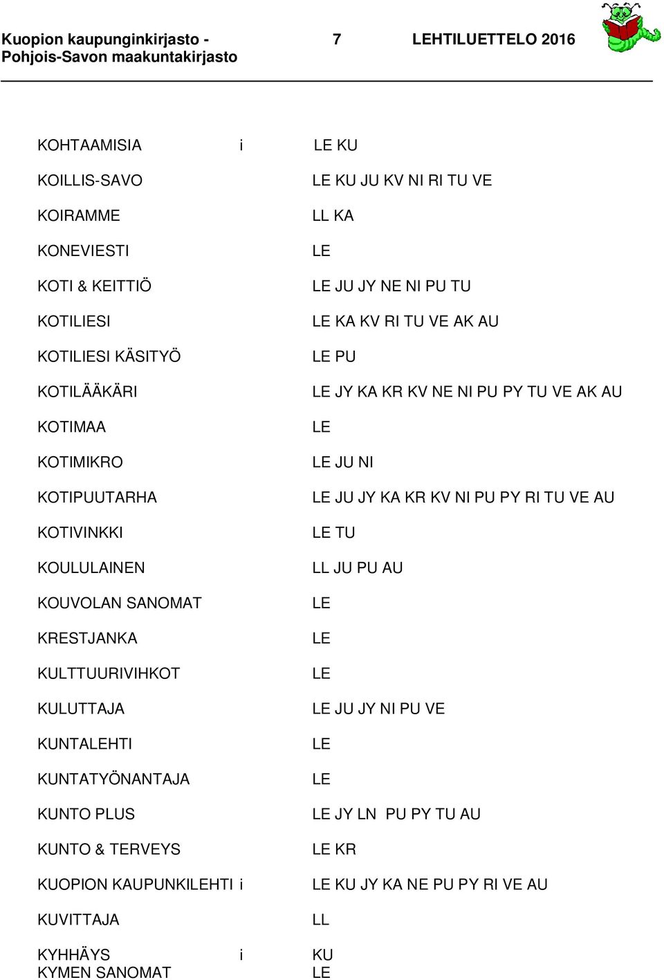 KUNTO PLUS KUNTO & TERVEYS KUOPION KAUPUNKIHTI i KUVITTAJA KU JU KV NI RI TU VE LL KA JU JY NE NI PU TU KA KV RI TU VE AK AU PU JY KA KR KV NE NI PU