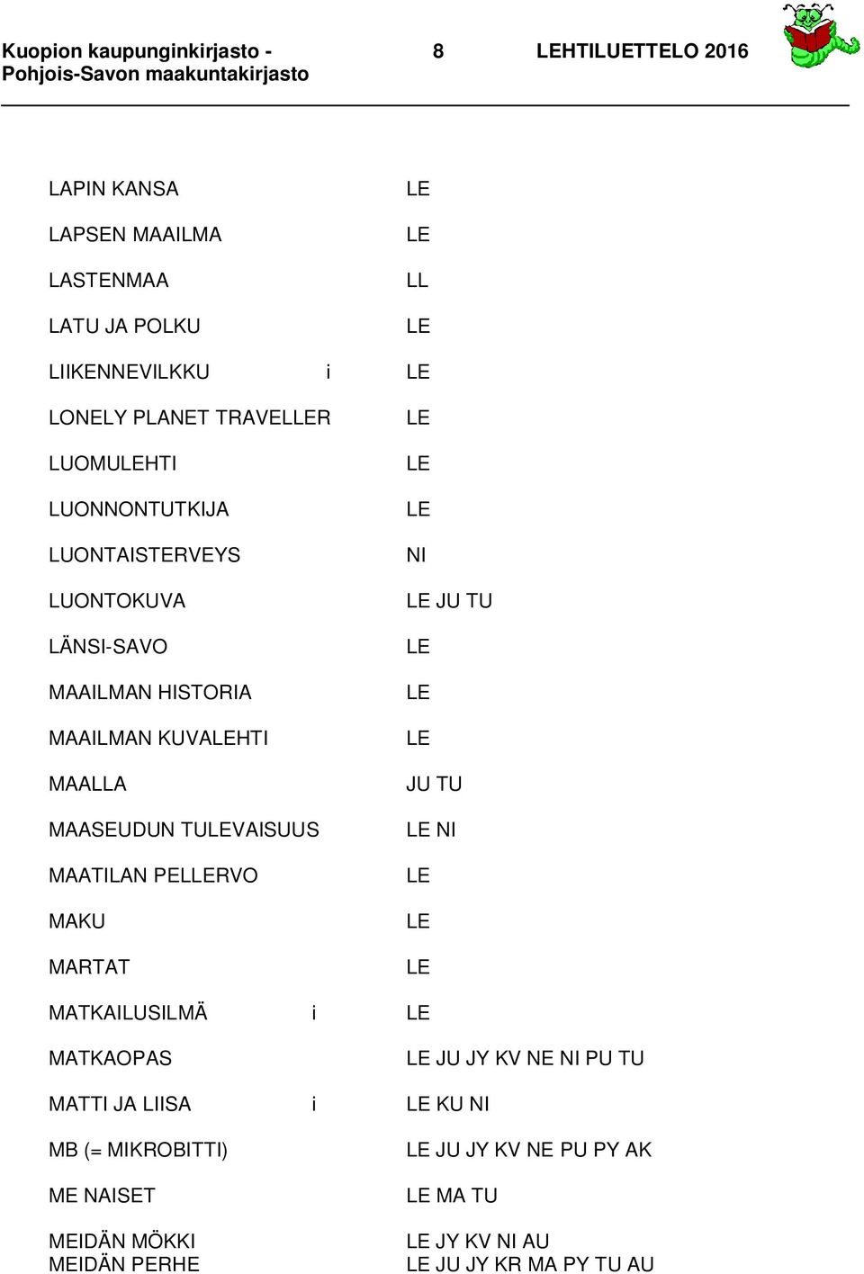 MAALLA MAASEUDUN TUVAISUUS MAATILAN PELRVO MAKU MARTAT NI JU TU JU TU NI MATKAILUSILMÄ i MATKAOPAS JU JY KV NE NI PU TU