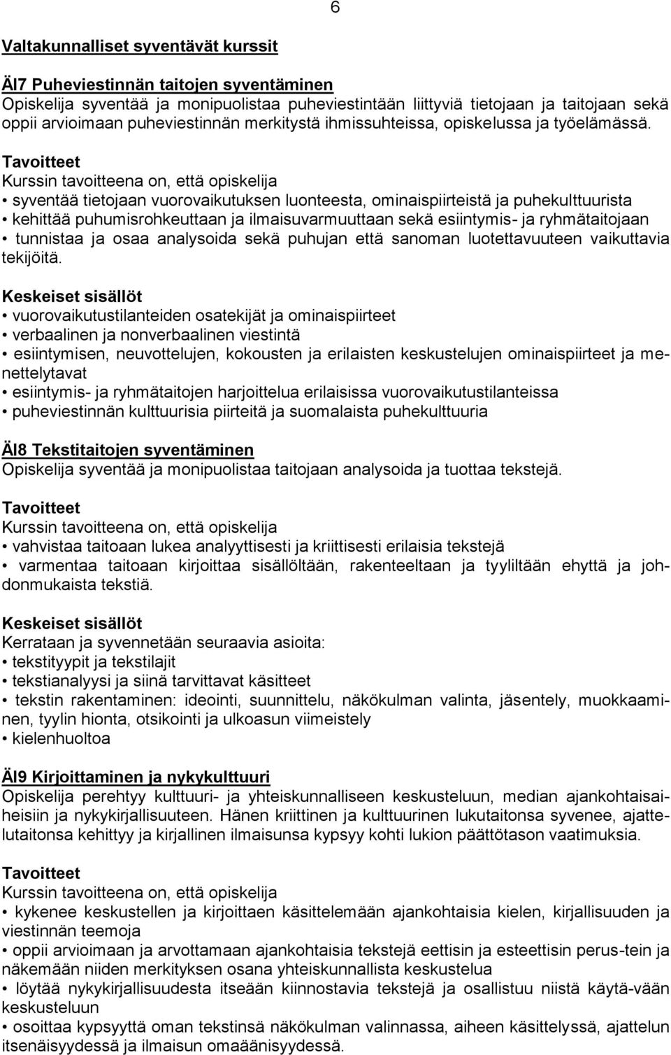 syventää tietojaan vuorovaikutuksen luonteesta, ominaispiirteistä ja puhekulttuurista kehittää puhumisrohkeuttaan ja ilmaisuvarmuuttaan sekä esiintymis- ja ryhmätaitojaan tunnistaa ja osaa analysoida