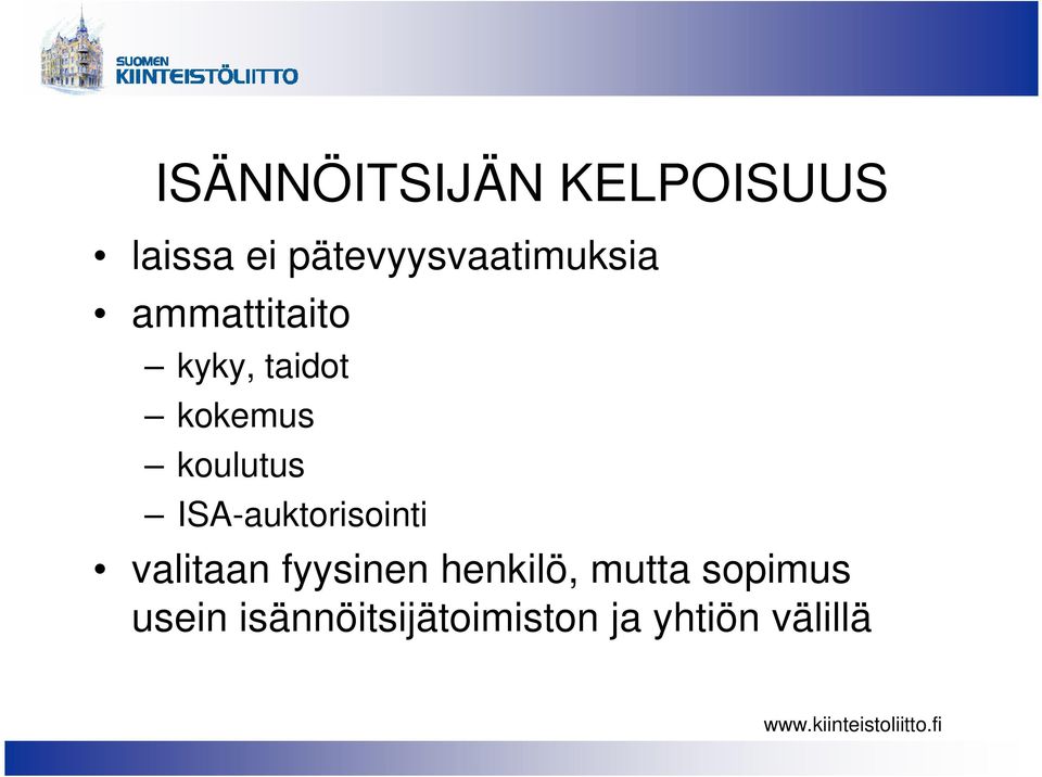 kokemus koulutus ISA-auktorisointi valitaan