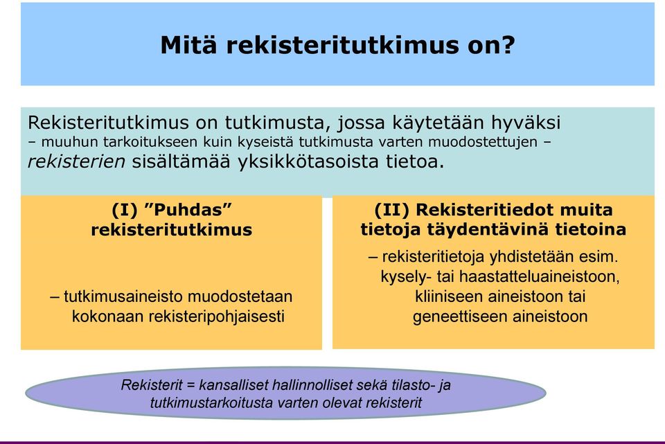 sisältämää yksikkötasoista tietoa.