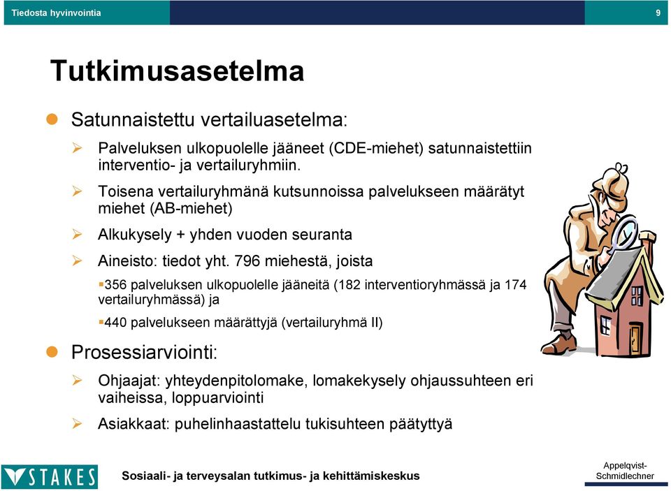 796 miehestä, joista 356 palveluksen ulkopuolelle jääneitä (182 interventioryhmässä ja 174 vertailuryhmässä) ja 440 palvelukseen määrättyjä (vertailuryhmä