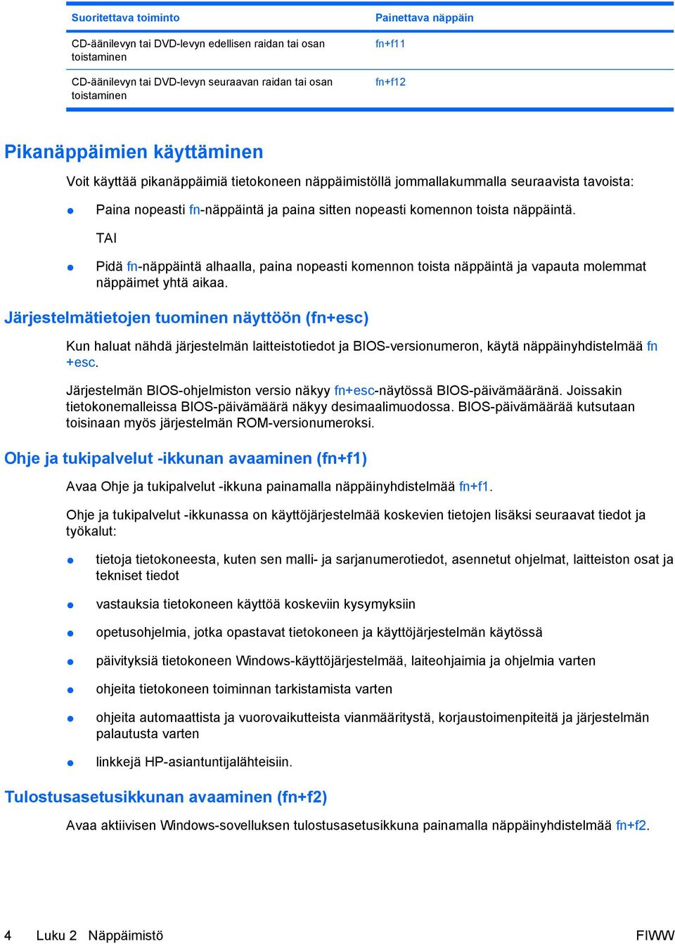 TAI Pidä fn-näppäintä alhaalla, paina nopeasti komennon toista näppäintä ja vapauta molemmat näppäimet yhtä aikaa.