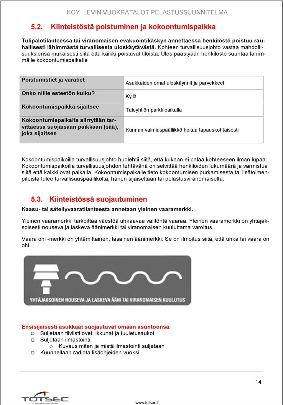 Ulos päästyään henkilöstö suuntaa lähimmälle kokoontumispaikalle Poistumistiet ja varatiet Onko niille esteetön kulku?