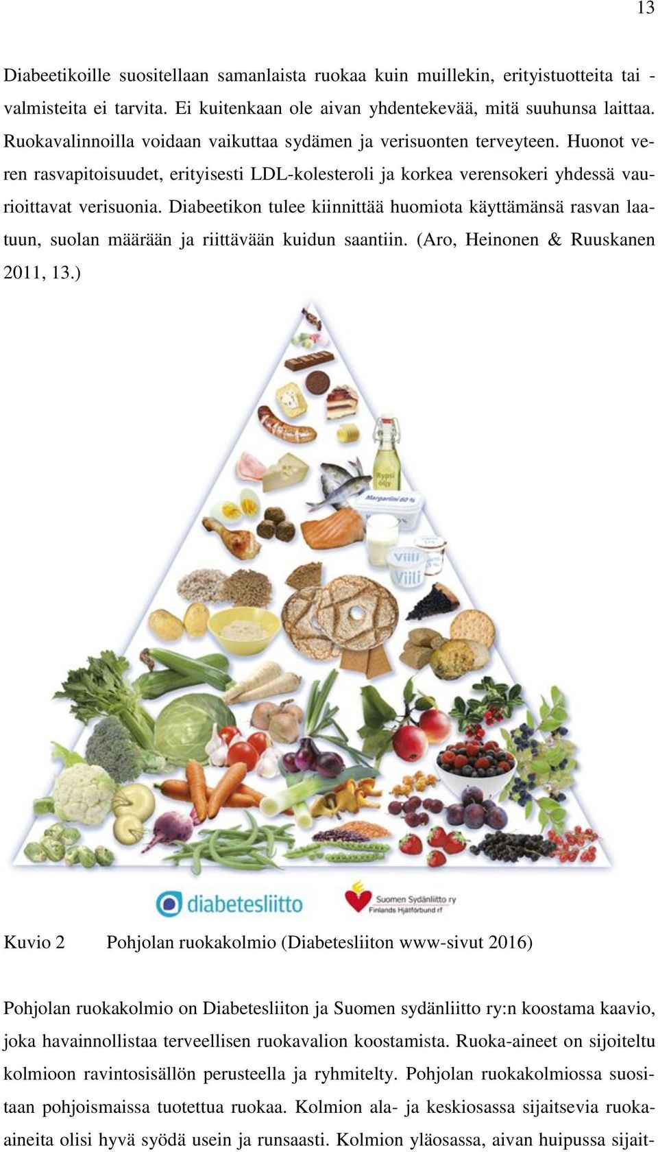 Diabeetikon tulee kiinnittää huomiota käyttämänsä rasvan laatuun, suolan määrään ja riittävään kuidun saantiin. (Aro, Heinonen & Ruuskanen 2011, 13.