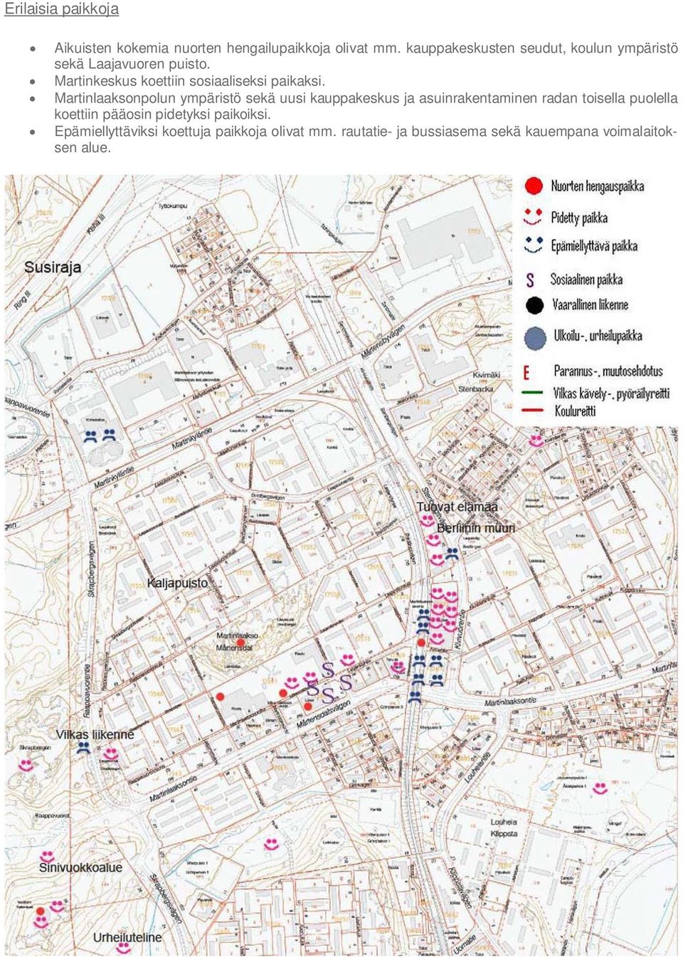 Martinkeskus koettiin sosiaaliseksi paikaksi.