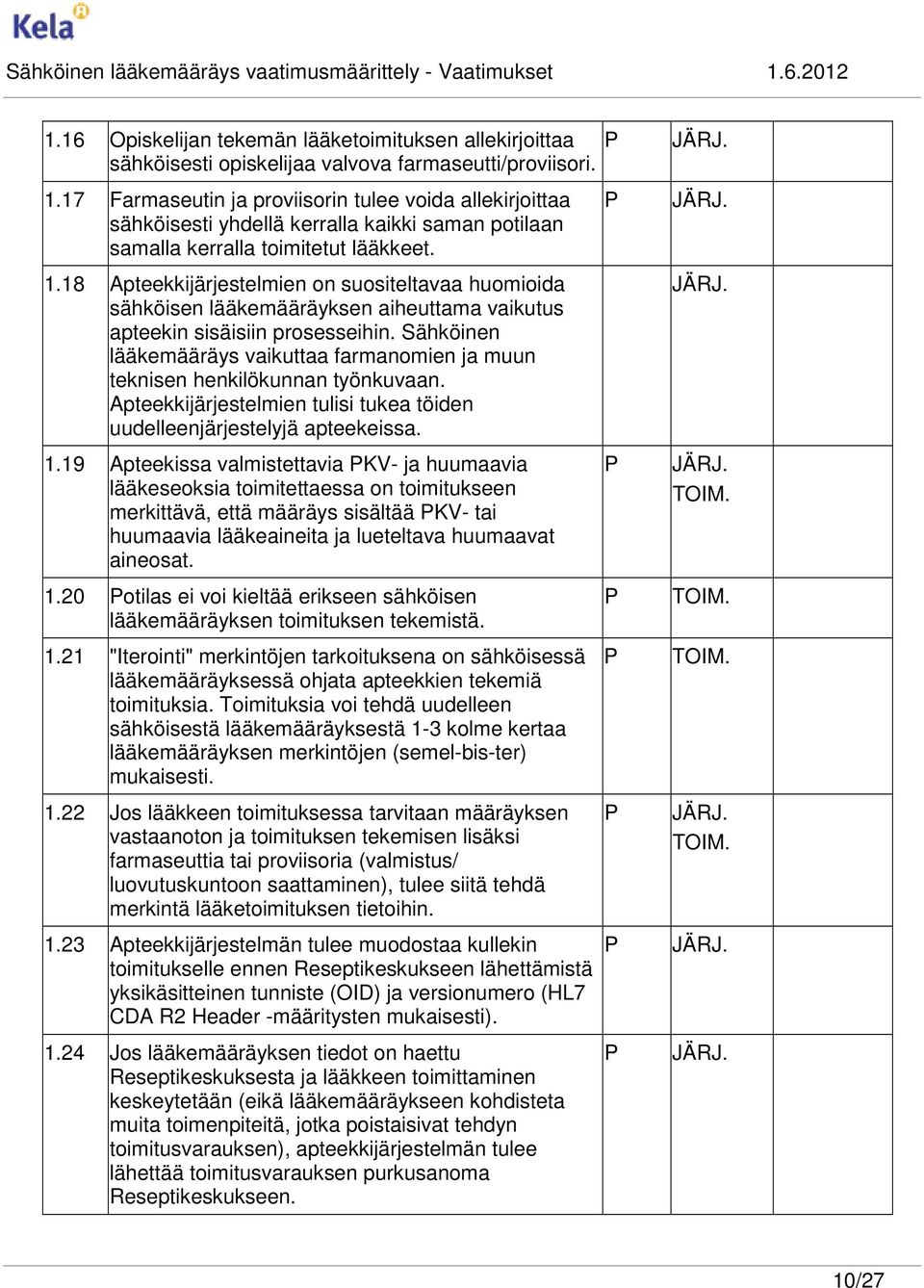 18 Apteekkijärjestelmien on suositeltavaa huomioida sähköisen lääkemääräyksen aiheuttama vaikutus apteekin sisäisiin prosesseihin.