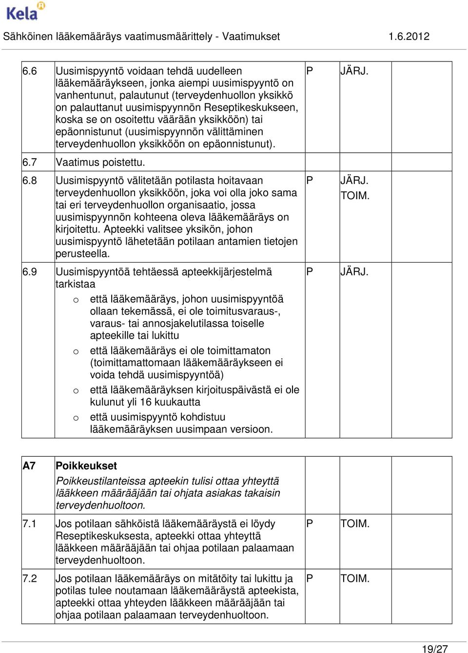 7 Vaatimus poistettu. 6.