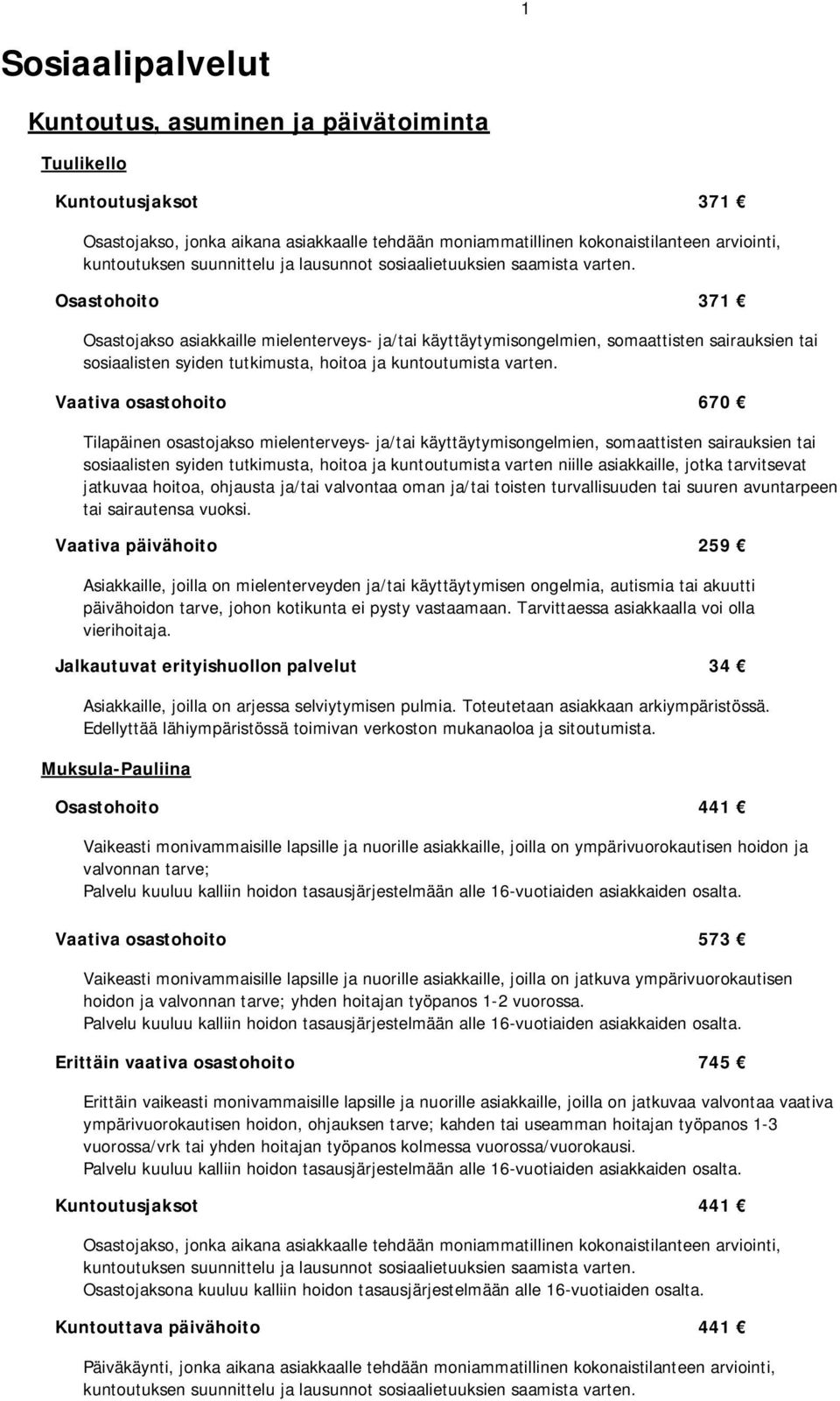 Osastohoito 371 Osastojakso asiakkaille mielenterveys- ja/tai käyttäytymisongelmien, somaattisten sairauksien tai sosiaalisten syiden tutkimusta, hoitoa ja kuntoutumista varten.