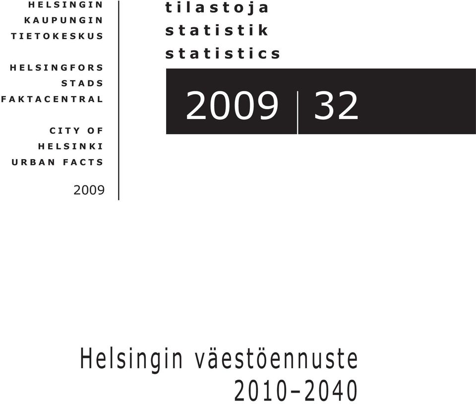 HELSINKI URBAN FACTS tilastoja statistik
