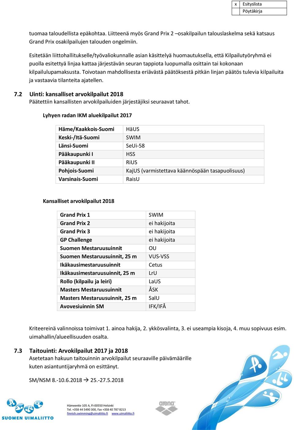 kilpailulupamaksusta. Toivotaan mahdollisesta eriävästä päätöksestä pitkän linjan päätös tulevia kilpailuita ja vastaavia tilanteita ajatellen. 7.