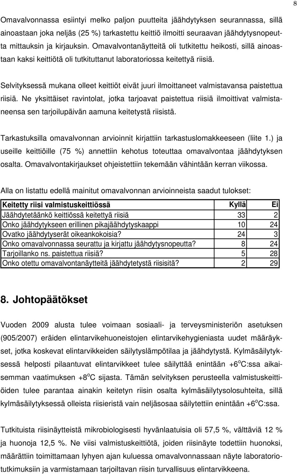 Selvityksessä mukana olleet keittiöt eivät juuri ilmoittaneet valmistavansa paistettua riisiä.